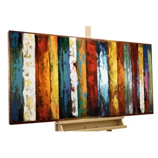 KunstLoft Metallbild 3D | 100% HANDGEFERTIGT | 120x60x4cm | Wandbild Metall Deko 'Dritte Dimension' | Abstrakt | Bunt | Metall Wanddeko Wohnzimmer