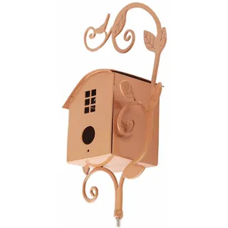 Vogelhaus Aus Metall Mit Stange, Metallkunst Im Landhausstil, Vogelhaus Aus Verwittertem Metall, Kolibri-haus Als Gartendekoration