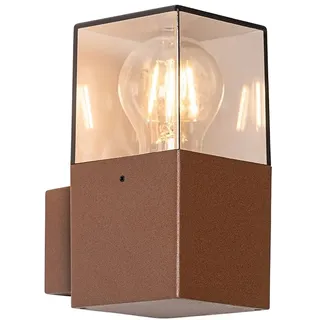 Qazqa Industrie außen Wandleuchte, Außenlampe, Wandlampe für den Garten - Denmark - Rostbraun, Landhausstil, max. 15W, Geeignet für LED, 8.5cm, IP44