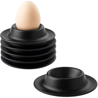 ZocRjvN 6 Eierbecher Schwarz, Eierbecher Siliciummaterial, Eierbecher für Frühstück, Camping und Picknick, Robuste Eierhalter für Kinder und Erwachsene