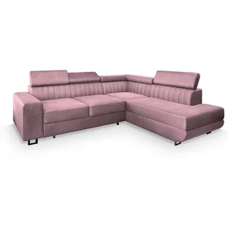 Masseno Ecksofa, Lila, Metall, 4-Sitzer, L-Form,L-Form, 253x190 cm, Wohnzimmer, Sofas & Couches, Wohnlandschaften, Ecksofas