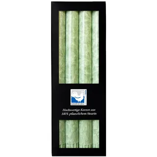 Stearinkerzen Set 4er 25x2,2 cm Mint – 100% pflanzlich, lange Tafelkerzen