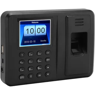 Fingerabdruck-Passwort-Zeiterfassungsgerät, 2,8-Zoll-Farbbildschirm, Mitarbeiter-Check-in-Recorder, Fingerabdruck-Stempeluhr für Büros (EU-Stecker)