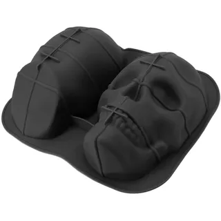 Große Totenkopf-Kuchenform, Multifunktionale Halloween-Backform, Silikonkopf-Skelett-Backform, Kuchenform für Halloween-Geburtstagsparty-Dekoration (BLACK)