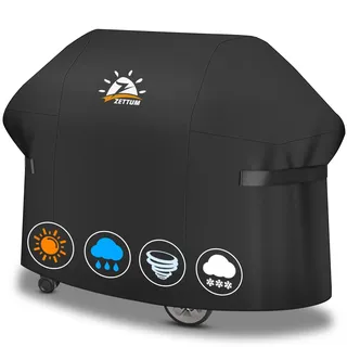 Zettum Grillabdeckung 170 cm - 7108 Grill Abdeckung für Weber Summit 400 Series Gas Grill Heavy Duty, PU abdeckhaube für Weber Summit 470, 420, 2022 Genesis S-325s, E-325s (170 L x 68 W x 119 H cm)