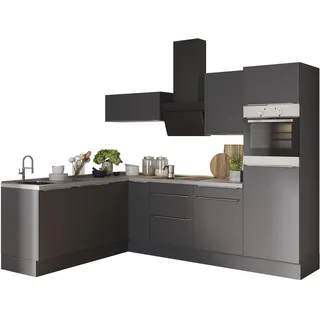 kochstation Winkelküche L-Form 270 cm grau