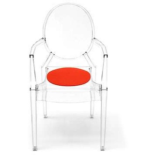 Hey-Sign Sitzauflage für Louis Ghost Stuhl von Kartell obere Wunschfarbe im Bemerkungsfeld angeben / unten 01 anthrazit mit Antirutsch | 4 Stk | 2 x 3mm mit Schaumstofffüllung