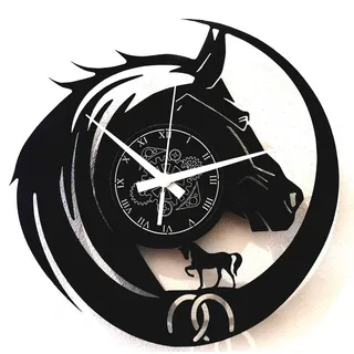 Instant Karma Clocks | Pferd Design Wanduhr für Reitfans | Geräuschlosem Quarzwerk | Geschenkidee für Küche, Schlafzimmer, Wohnzimmer