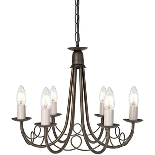 Elstead Lighting Kronleuchter Hängeleuchte Pendellampe Stahl Schwarz Gold D 48cm Esszimmerleuchte