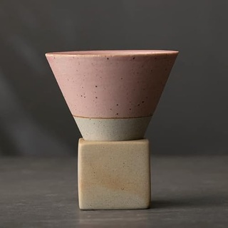 MAIYO Keramik-Kaffeetasse mit Sockel, kreative Retro-Teetasse aus grober Keramik, Latte-Espresso-Porzellan-Tasse, Kaffeetassen, Haushalt, 142 ml