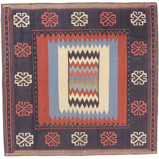 Nain Trading Orientteppich Kelim Fars 137x143 Handgewebter Orientteppich / Perserteppich, quadratisch, Höhe: 5 mm grau|lila