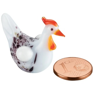 Unbekannt Brütendes Huhn aus Glas - Miniatur Figur Weiße Henne Brütend - Glasfigur Glucke Mini Setzkasten Deko Vitrine Ostern Osterei Frühlingsdekoration