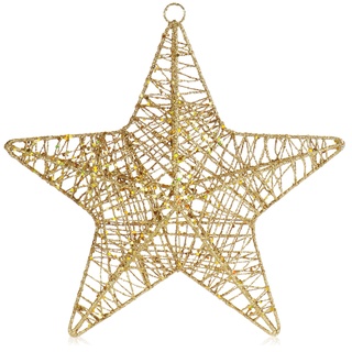 COM-FOUR® Deko Stern Weihnachten - Weihnachtsdekoration Stern zum Aufhängen - Weihnachtsstern aus Metall mit Pailletten - Deko Hänger