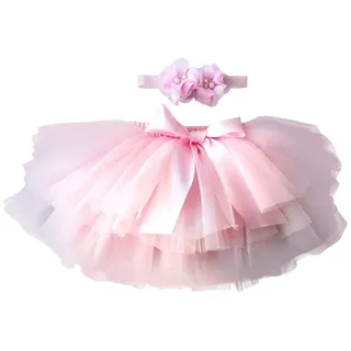 YONKINY Baby Mädchen Tutu Rock Prinzessin Tüllrock Minirock Baby Fotoprops Reifrock Ballettrock für Fotografie Geburtstag, Größen S für 0-6 Monate, Rosa - 0-6 Monate