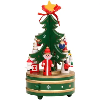 Weihnachten rotierende Spieluhr | Musikalische Tischdekoration, Weihnachtsbaum-Spieluhr - Weihnachtsschmuck, Spieluhr, pädagogische und musikalische Figur, Aufziehmechanismus für Kinder Woteg