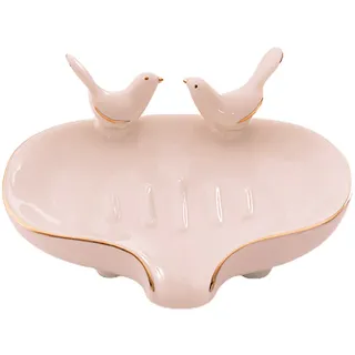 Mini-Seifenschale, Keramik-Seifenschale mit Ablauf, Seifenschale, Seifenschale, Kleiner Organizer-Behälter, Seifenteller-Behälter für das Badezimmer Im Hotel, Zuhause(Rosa)