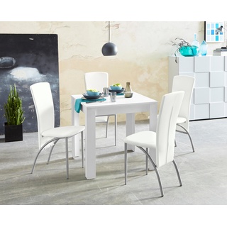 Essgruppe INOSIGN Sitzmöbel-Sets Gr. B: 80 cm, weiß (weiß, weiß) Inosign Stühle Tische Sitzmöbel-Sets Tischbreite 80 cm in mit Struktur