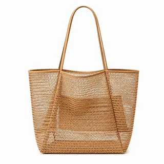 Jumpeak Strandtasche strandtasche damen,strandtasche xxl,tragetasche damen,tasche damen, handtasche damen,boho style,boho tasche,strand zubehör,4 Farbe braun