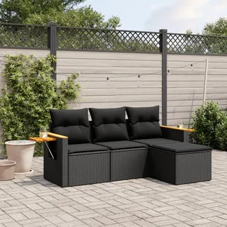 Festnight Balkon Lounge Rattan mit Stauraum Gartenlounge Klein Sofa Ecklounge Rattansofa Sitzecke Gartensofa Ecksofa Garten Lounge Sofa Outdoor Couch Gartenmöbel
