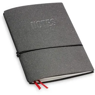 A6 und 7 mm dünn! Revolutionäres, kleines X17- Notizbuch "NOTES" ! Recyceltes Leder, dunkel grau; Innen: 1x blanko Einlage und 1x Buchband, austauschbar=nachhaltig! Made in Germany,17 Jahre Garantie*
