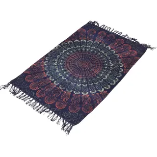 Guru-Shop Teppich Bunte Bodenmatte, kleiner bedruckter Teppich,.., Höhe: 90 mm blau