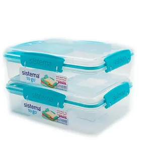 Sistema 2er Pack Lunchbox/Lunch Snack Attack Duo To Go, 975ml - Farben: Mint/Blau