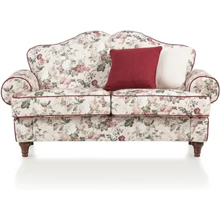 furn.design Sofa, Creme, Mehrfarbig, Rot, Textil, Echtholz, Floral, 2-Sitzer, rund, 110x96x90 cm, Wohnzimmer, Sofas & Couches, Sofas, 2-Sitzer Sofas