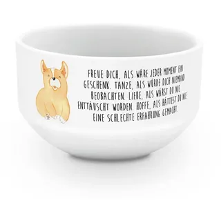 Mr. & Mrs. Panda Müslischale Corgie, frühstücksschale, Weiß, Obstschale, salatschälchen, Spruch, H, Keramik, (Packung), Welsh Corgie Pembroke Lebensfroh Lebensfreude weiß