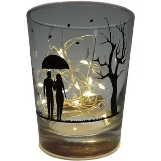 Deko Teelicht Glas Windlicht print "Herbst" schwarz Handmade Dekoratio