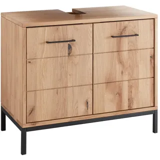 G + K Waschbeckenunterschrank BA-0665 70 x 60 x 40 cm Schwarz/Wildeiche