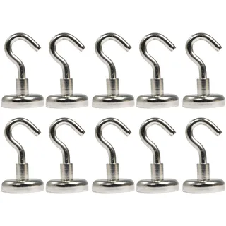 Neodym Magnet Haken 20 mm - Magnethaken Extra Stark - 12 KG Zugkraft - Magnetische Haken Kühlschrank Whiteboard [10 Stück]