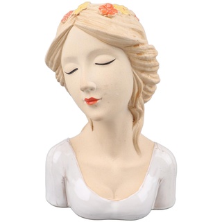 Allsmart Moderne Keramik-Gesichtsvasen, Vasen für Blumen, Moderne Blumenvase mit Weiblichem Gesicht, Blumen-Lady-Kopf-Vase für Unisex-Pflanzenliebhaber (Weiss)