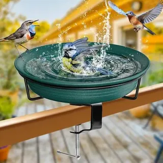 Vogeltränke Balkon Groß Frostsicher mit Klemme Grün