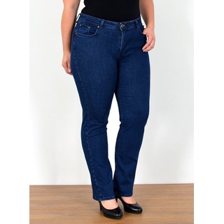 ESRA Straight-Jeans FG5 High Waist Damen Jeans Straight Leg Stretch Hose Übergröße Große Größe blau 38