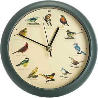 1 Stück Wanduhr, Braune Wanduhr Mit Vogelgesang, 12 Verschiedene Vogelstimmen, Geräuschlos Ohne Ticken, Automatische Abschaltung Bei Nacht, Geeignet Für Arbeitszimmer Und Wohnzimmer