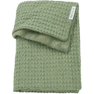 MEYCO Babydecke 100x150cm Waffle Teddy Kuscheldecke Olive Green | Baumwollmix - Oeko Tex zertifiziert - TO 2.0 - vielseitig einsetzbar - kuschelig & atmungsaktiv - waschbar