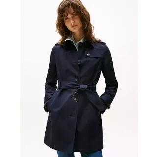 Tommy Hilfiger für Damen. WW0WW24966 Heritage Einreihiger Trenchcoat navy (L), Lässig, Baumwolle, Langarm, Marine