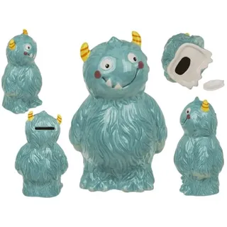 Spardose Keramik lustiges Monster blau gelb violett 3 Modelle Kinderdekoration