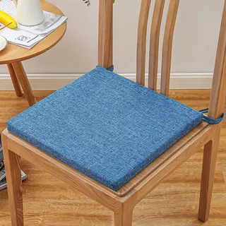 Hruile Stuhlkissen mit Bändern, quadratisches Stuhlkissen mit abnehmbarem Bezug für Büro, Wohnzimmer, Küche, Auto, Sesselkissen, Sofa, Tatami-Sitzkissen, 35 x 35 x 3 cm, Blau