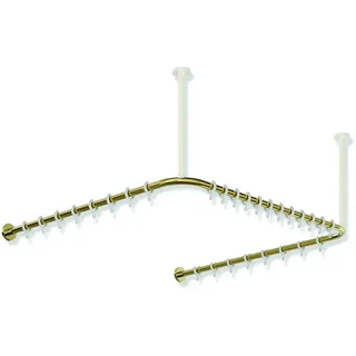 HEWI Vorhangstange System 900, Edelstahl PVD Gold glänzend, Achsmaß 987 x 975 x 987 mm, 28 Ringe aus POM, kürzbar