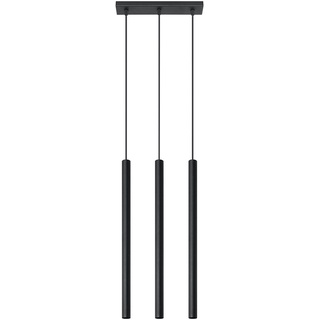Pendelleuchte 3-flammig Metall Hängelampe Esszimmer Design Pendelleuchte 3 flammig schwarz, aus Stahl, 3x G9, LxBxH 30x8x100 cm