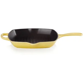 LE CREUSET Signature Gusseisen-Grillpfanne, Quadratisch, 26 cm, Für alle Herdarten inkl. Induktion geeignet, 2,86 kg, Citrus, 20183264030422