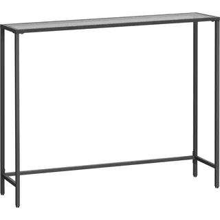 VASAGLE Konsolentisch, Beistelltisch, Oberfläche aus Hartglas, moderner Sofatisch, einfacher Aufbau, verstellbare Füße - Schwarz
