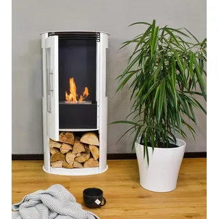GLOW FIRE Echtfeuer-Dekokamin Ethanolkamin Göteborg Bioethanol Kamin, Kaminofen mit 2KW Heizleistung, Ethanol Standkamin mit 6h Brenndauer weiß