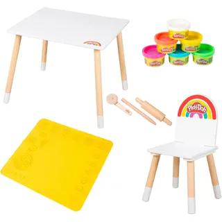 roba® Kindersitzgruppe Play-Doh, (Set), inkl. 3D Kreativmatte, Knete und Zubehör weiß