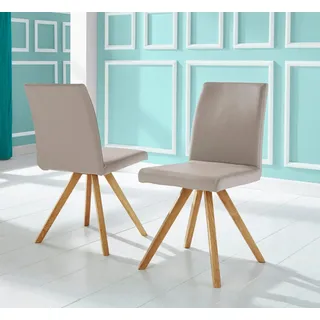 Home affaire Schalenstuhl Rio (Set, 2 St), Bezug in Kunstleder oder Strukturstoff und das Gestell ist Eiche geölt beige