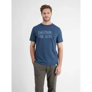 Unifarbenes T-Shirt für Herren mit Brustprint - Storm Blue - S