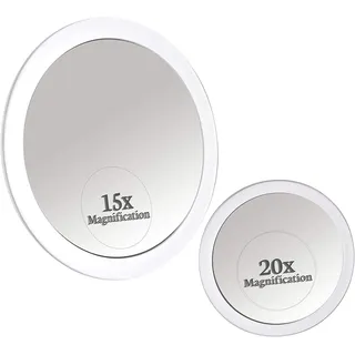 Vergrößerungsspiegel Set 2er Saugnapf 15-fach 20-fach Detailpflege 15,2cm