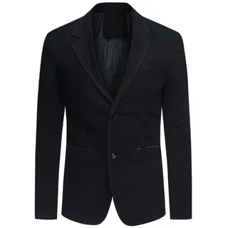 Allthemen Sweatsakko aus Baumwolle Casualsakko Slim Fit Blazer für Freizeit schwarz 56