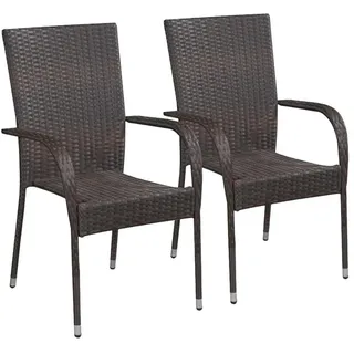 vidaXL Premium Polyrattan Gartenstühle 55,5 x 53,5 x 95 cm braun 2 St. stapelbar